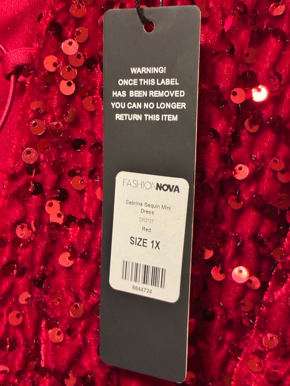 Fashion Nova Red Sequin Lace-Up Mini Dress - Picture 3 of 6